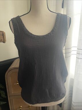 Faherty Black Waffle Knit Tank Top